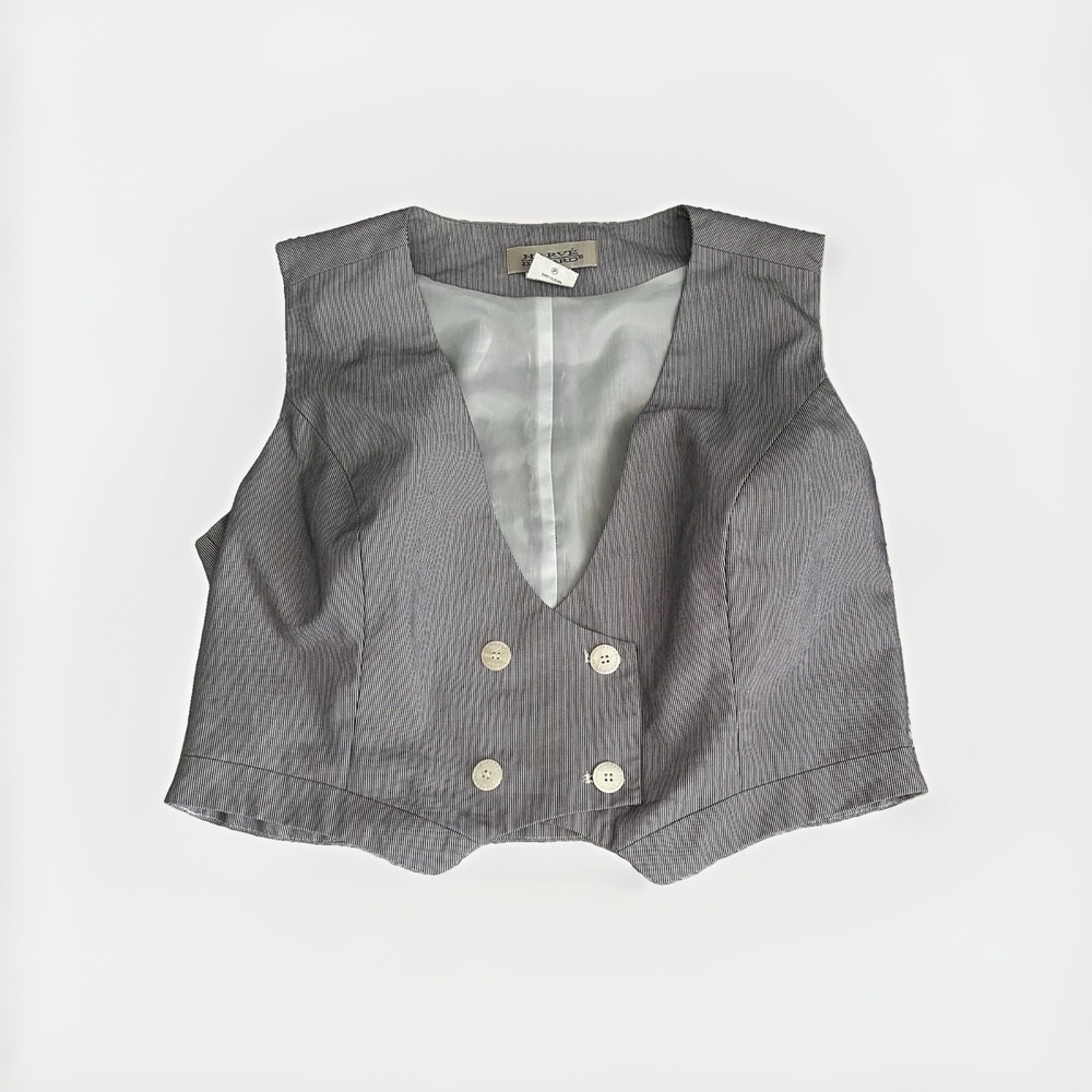 Harve Benard Double Breasted Pinstripe Vest Sz16 Gray 90s Office Siren Steampunk